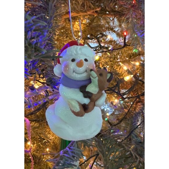 Hallmark Keepsake 1999 Snow Buddies Snowman Fox Ornament Christmas Holiday Decor - Picture 2 of 9